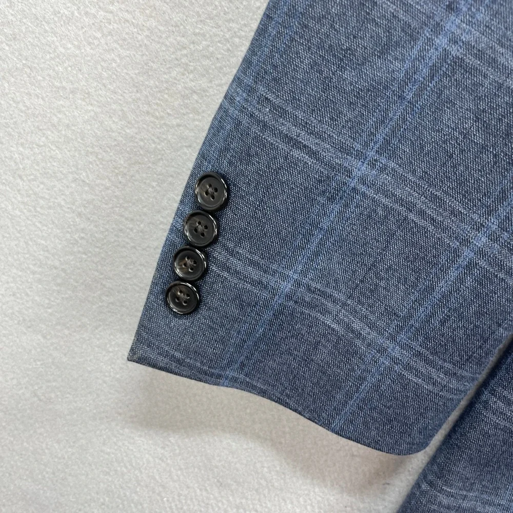 Lauren Ralph Lauren Blazer Mens 44L Blue Plaid Sport Coat Jacket Professional